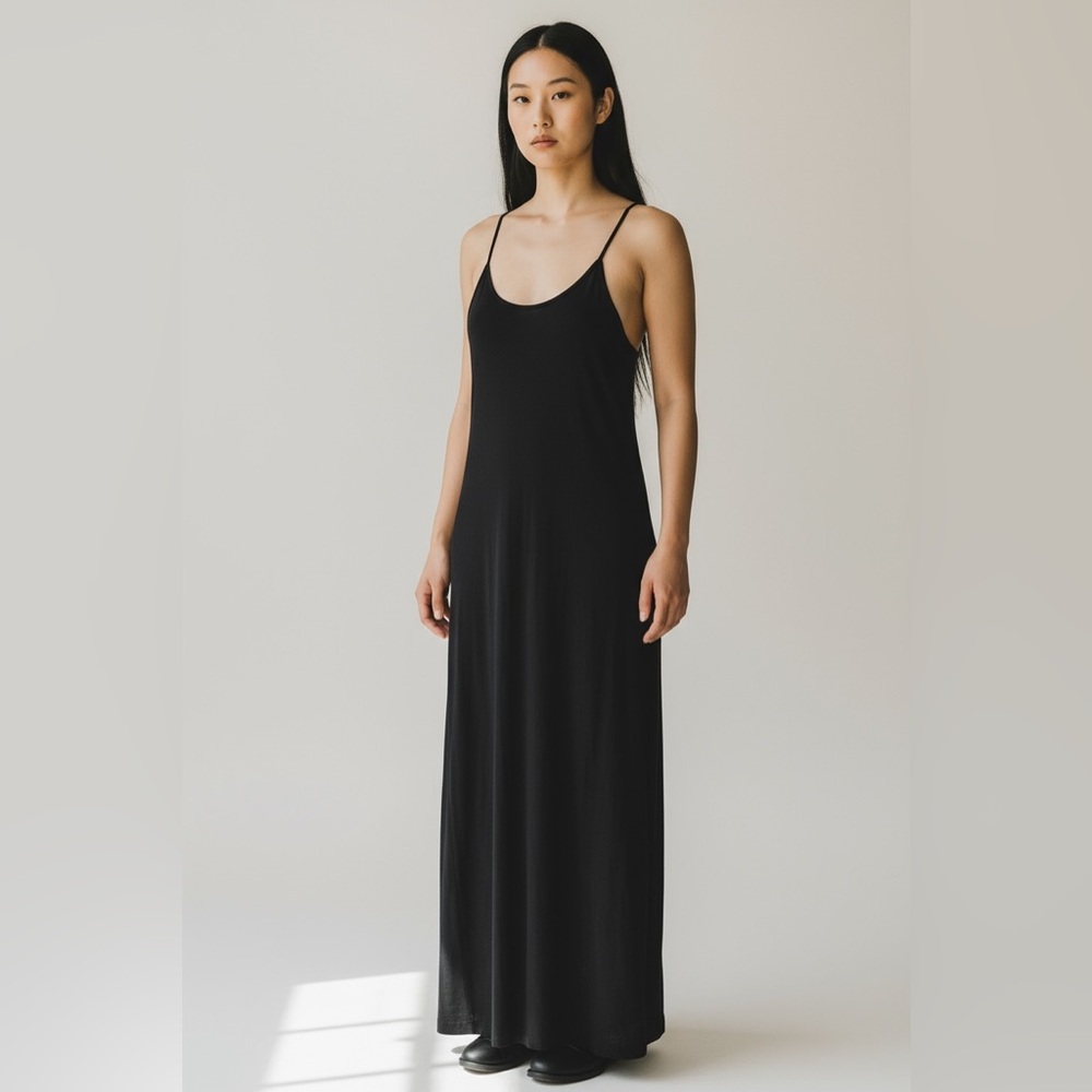 Velvet by Graham & Spencer Black Rayon Maxi Slip Dress Spaghetti‎ Strap Small